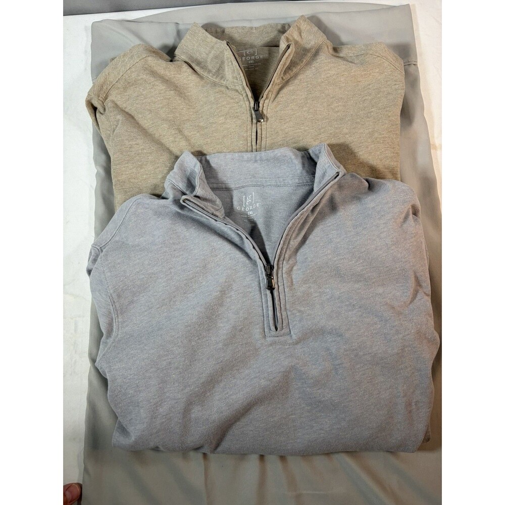 TWO Sonoma Men's XXL 1/4 Zip Tan/Gray Pullover Sweatshirt